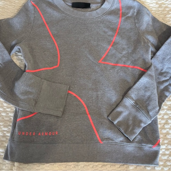 Under Armour Heather Gray Sweatshirt with Neon Pink Lines - Picture 1 of 2